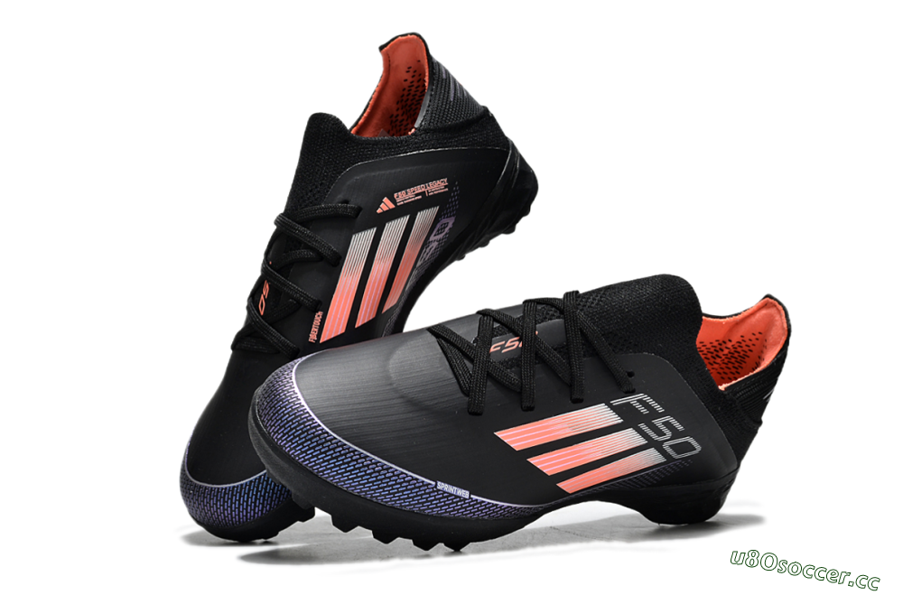 Kids Adidas F50 Elite TF Artificial Turf Low-Tops Football Shoes - Black/Pink/Blue 0