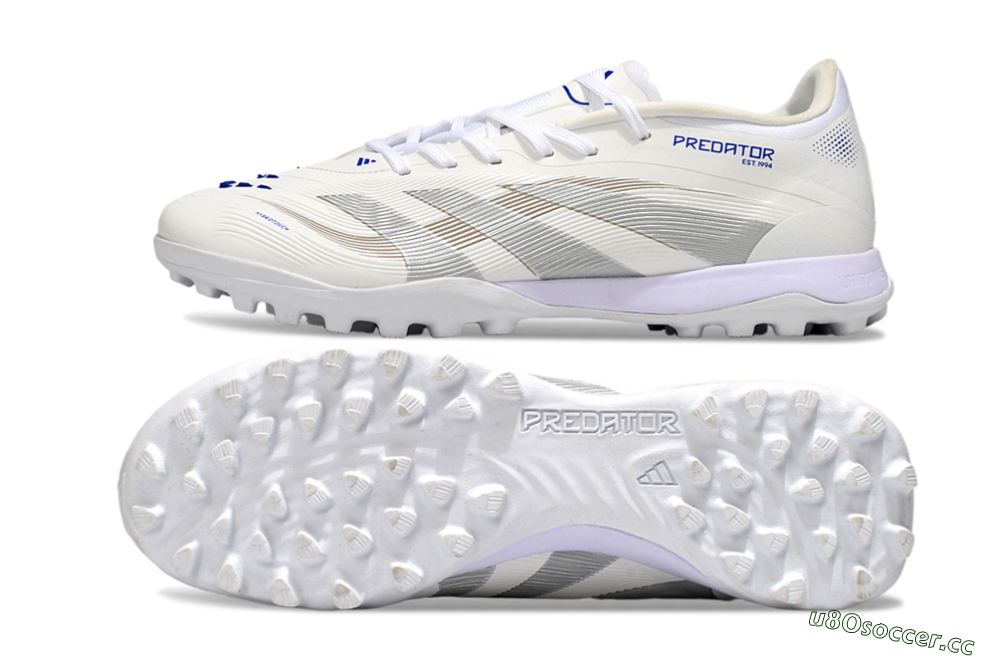 Men's Adidas Predator 25 Elite TF Artificial Turf Low-Tops Football Shoes - Beige/Silver/White 1