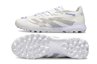 Men's Adidas Predator 25 Elite TF Artificial Turf Low-Tops Football Shoes - Beige/Silver/White