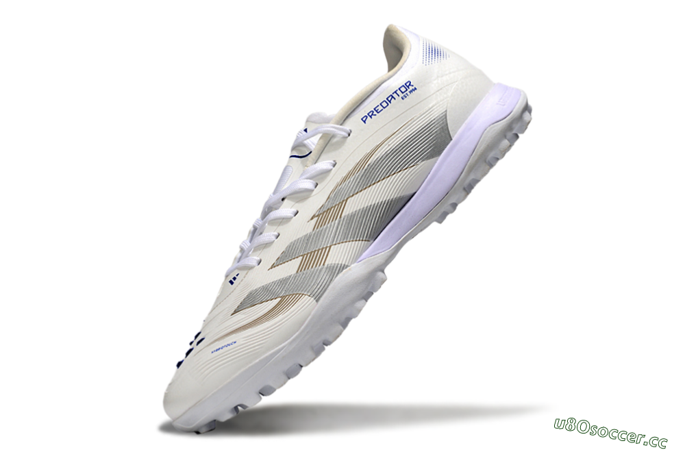 Men's Adidas Predator 25 Elite TF Artificial Turf Low-Tops Football Shoes - Beige/Silver/White 5
