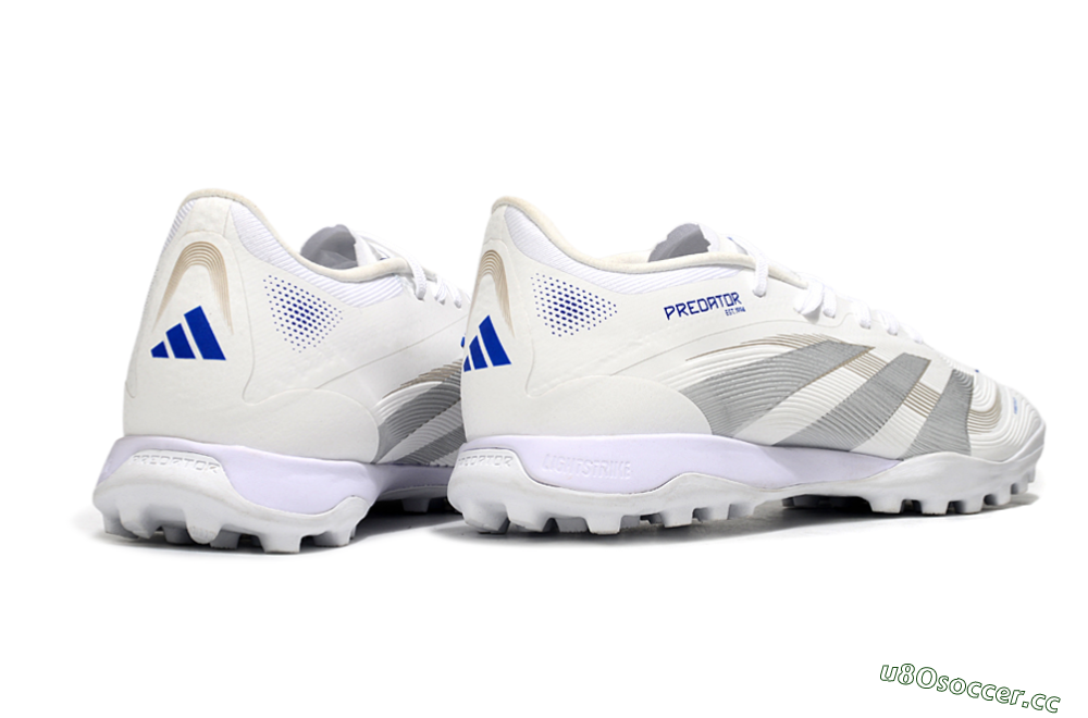 Men's Adidas Predator 25 Elite TF Artificial Turf Low-Tops Football Shoes - Beige/Silver/White 6