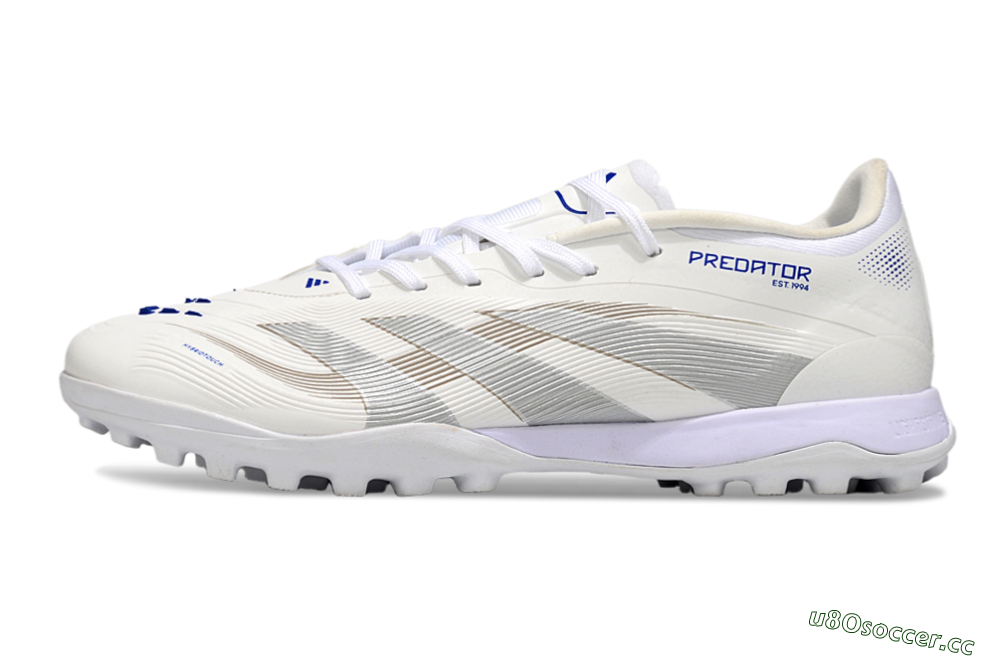 Men's Adidas Predator 25 Elite TF Artificial Turf Low-Tops Football Shoes - Beige/Silver/White 0
