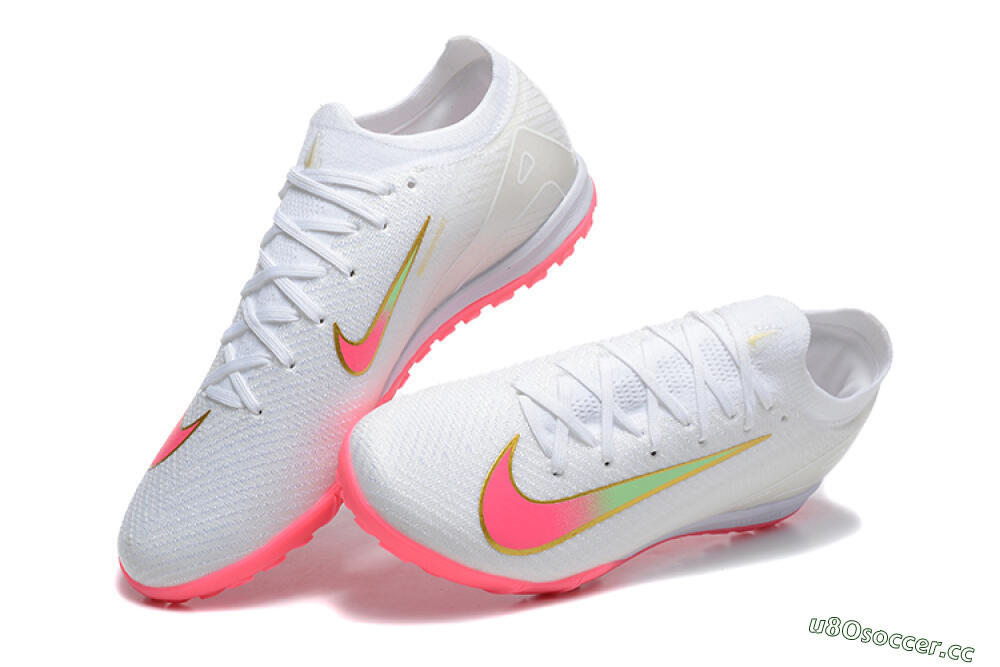 Men's Nike Air Zoom Mercurial Vapor 16 Elite TF Artificial Turf Low-Tops Football Shoes - White/Pink/Gold 6
