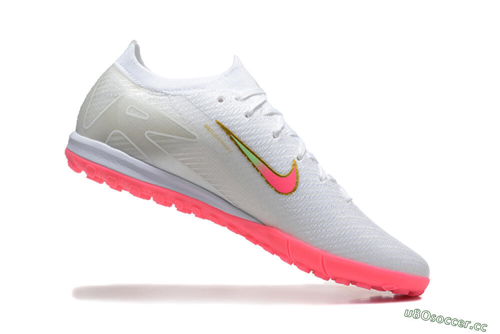 Men's Nike Air Zoom Mercurial Vapor 16 Elite TF Artificial Turf Low-Tops Football Shoes - White/Pink/Gold 7