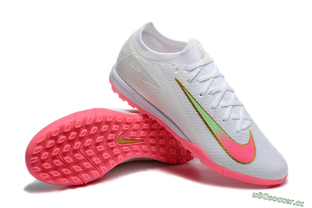 Men's Nike Air Zoom Mercurial Vapor 16 Elite TF Artificial Turf Low-Tops Football Shoes - White/Pink/Gold 4