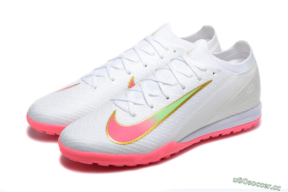 Men's Nike Air Zoom Mercurial Vapor 16 Elite TF Artificial Turf Low-Tops Football Shoes - White/Pink/Gold 5