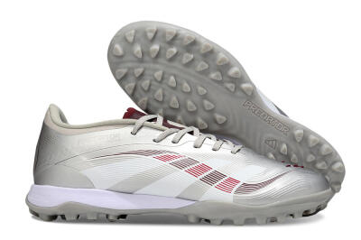 Men's Adidas Predator 25 Elite TF Artificial Turf Low-Tops Football Shoes - Silver/Red/White