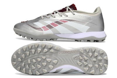 Men's Adidas Predator 25 Elite TF Artificial Turf Low-Tops Football Shoes - Silver/Red/White