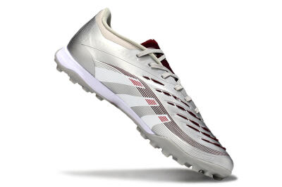 Men's Adidas Predator 25 Elite TF Artificial Turf Low-Tops Football Shoes - Silver/Red/White