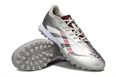 Men's Adidas Predator 25 Elite TF Artificial Turf Low-Tops Football Shoes - Silver/Red/White
