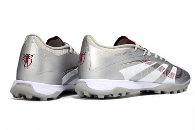 Men's Adidas Predator 25 Elite TF Artificial Turf Low-Tops Football Shoes - Silver/Red/White