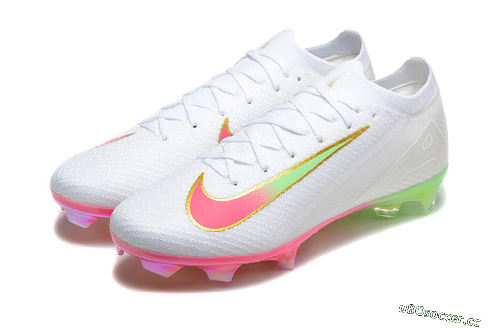Men's Nike Air Zoom Mercurial Vapor 16 Elite FG Firm Ground Low-Tops Football Boots - White/Pink/Gold 5