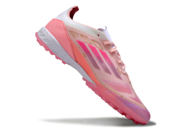 Unisex Adidas F50 Pro TF Artificial Turf Low-Tops Football Shoes - Pink/Gold/White