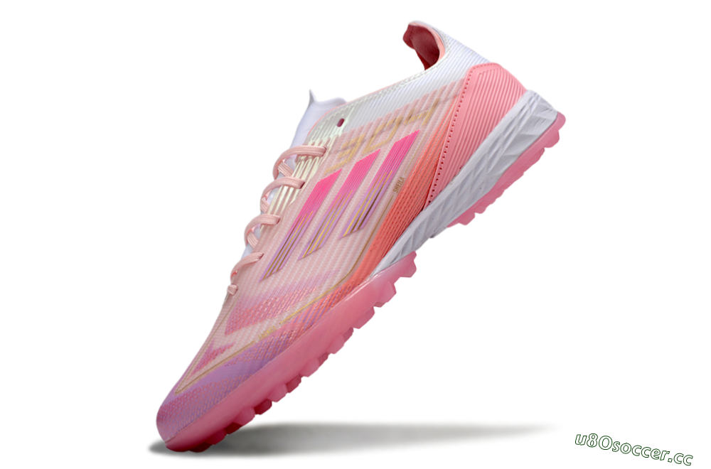 Unisex Adidas F50 Pro TF Artificial Turf Low-Tops Football Shoes - Pink/Gold/White 6
