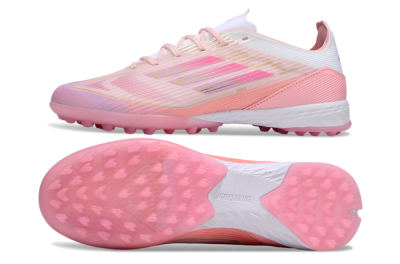 Unisex Adidas F50 Pro TF Artificial Turf Low-Tops Football Shoes - Pink/Gold/White