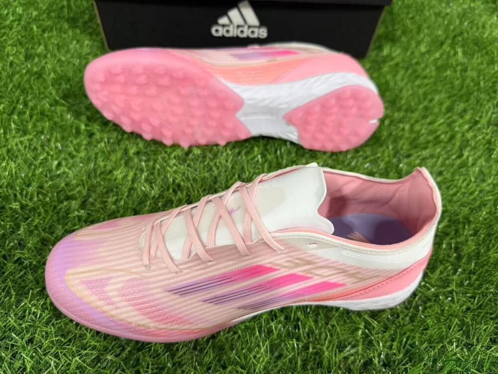 Unisex Adidas F50 Pro TF Artificial Turf Low-Tops Football Shoes - Pink/Gold/White