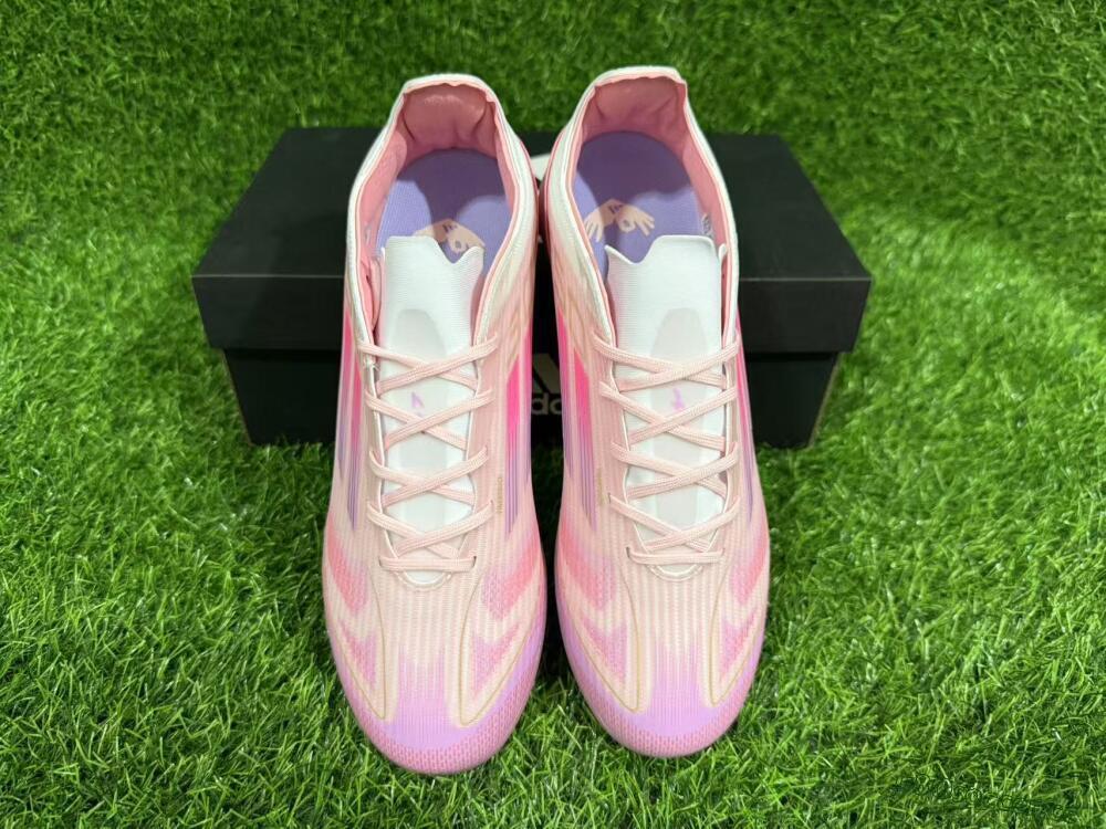 Unisex Adidas F50 Pro TF Artificial Turf Low-Tops Football Shoes - Pink/Gold/White