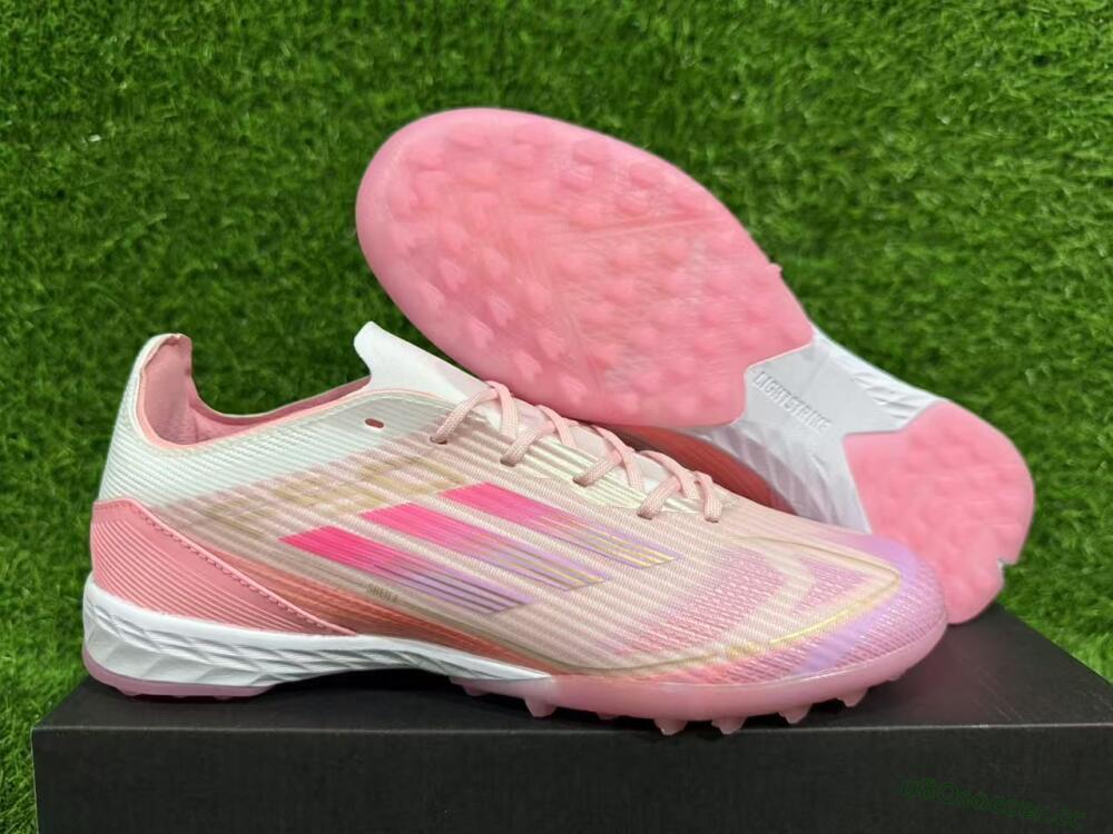Unisex Adidas F50 Pro TF Artificial Turf Low-Tops Football Shoes - Pink/Gold/White