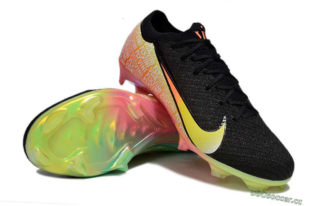 Unisex Nike Air Zoom Mercurial Vapor 16 Elite FG Firm Ground Low-Tops Football Boots - Black/Orange/Yellow 4