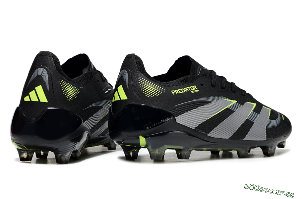 Unisex Adidas Predator 25 Elite FG Firm Ground Low-Tops Football Boots - Black/Silver/Yellow 6