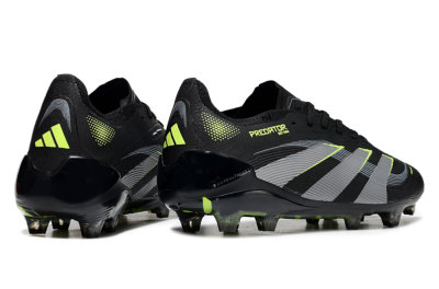 Unisex Adidas Predator 25 Elite FG Firm Ground Low-Tops Football Boots - Black/Silver/Yellow