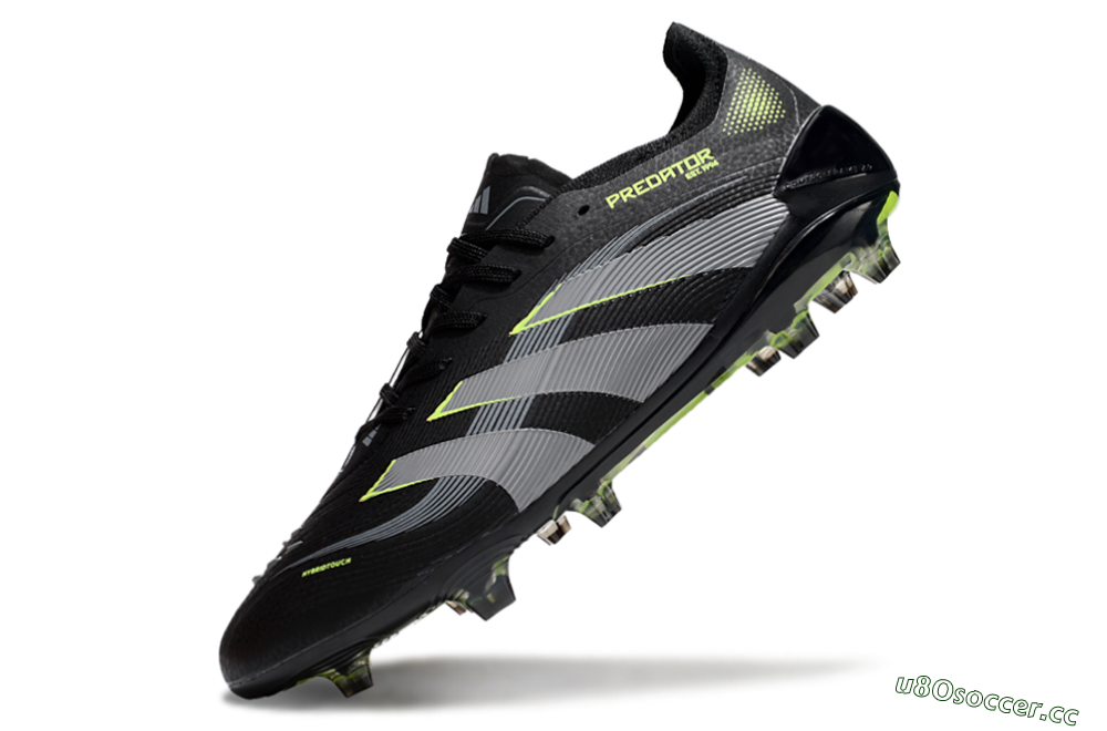 Unisex Adidas Predator 25 Elite FG Firm Ground Low-Tops Football Boots - Black/Silver/Yellow 5