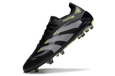 Unisex Adidas Predator 25 Elite FG Firm Ground Low-Tops Football Boots - Black/Silver/Yellow