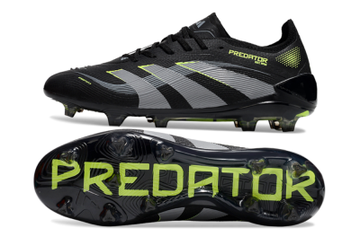 Unisex Adidas Predator 25 Elite FG Firm Ground Low-Tops Football Boots - Black/Silver/Yellow