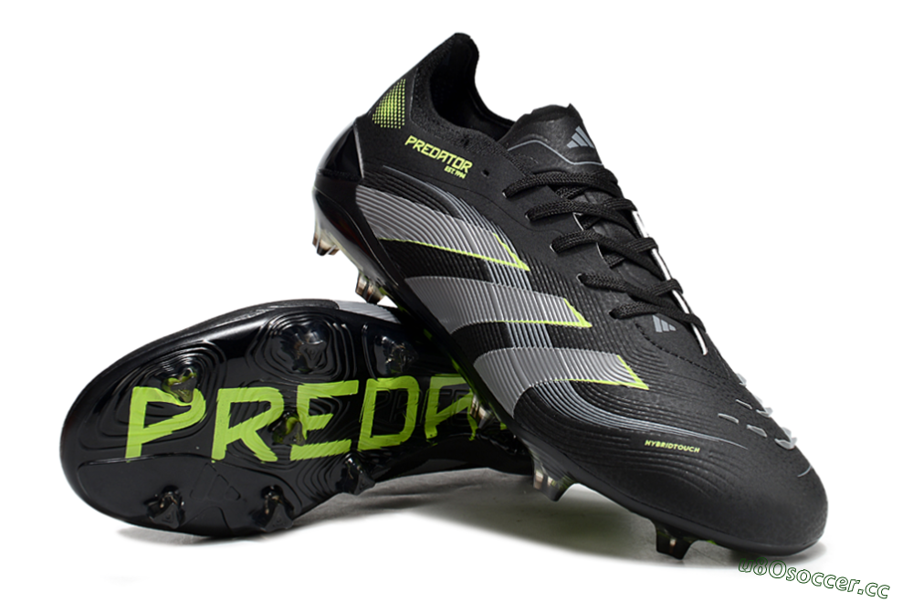 Unisex Adidas Predator 25 Elite FG Firm Ground Low-Tops Football Boots - Black/Silver/Yellow 3