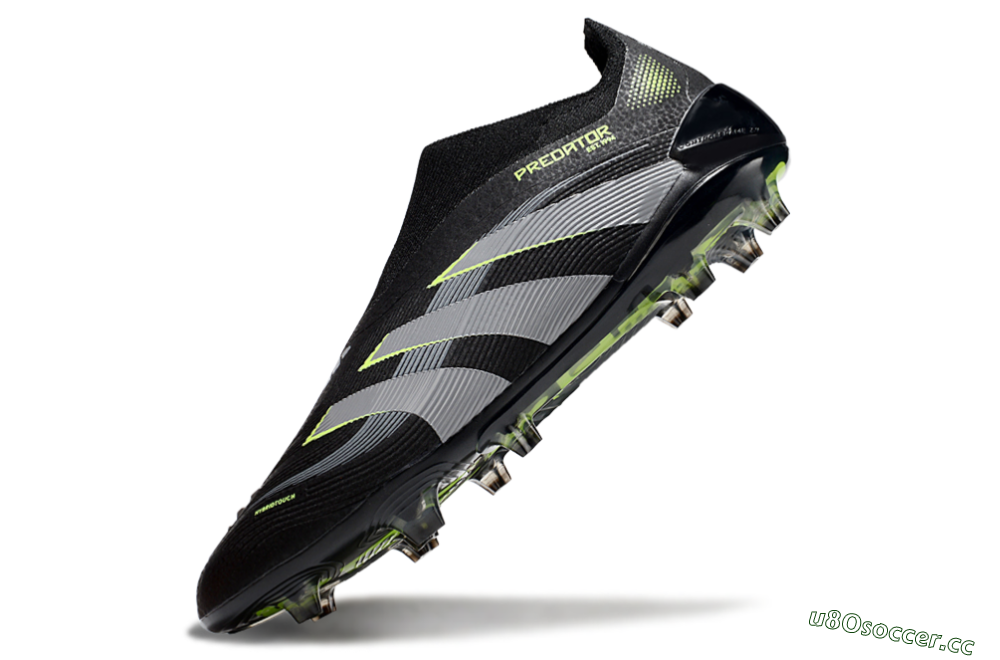 Unisex Adidas Predator 25 Elite Laceless FG Firm Ground Low-Tops Football Boots - Black/Silver/Yellow 5