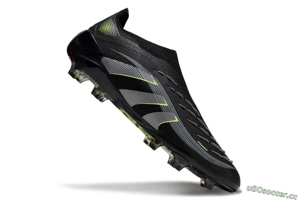 Unisex Adidas Predator 25 Elite Laceless FG Firm Ground Low-Tops Football Boots - Black/Silver/Yellow 4