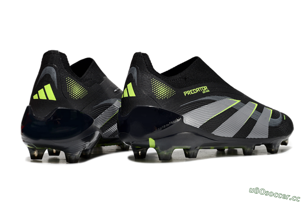 Unisex Adidas Predator 25 Elite Laceless FG Firm Ground Low-Tops Football Boots - Black/Silver/Yellow 6