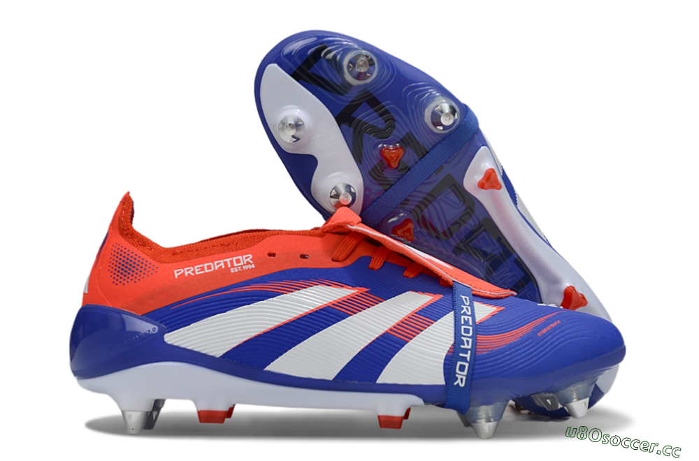 Men's Adidas Predator 25 Elite Foldover Tongue SG Soft Ground Low-Tops Football Boots - Blue/White/Red 2