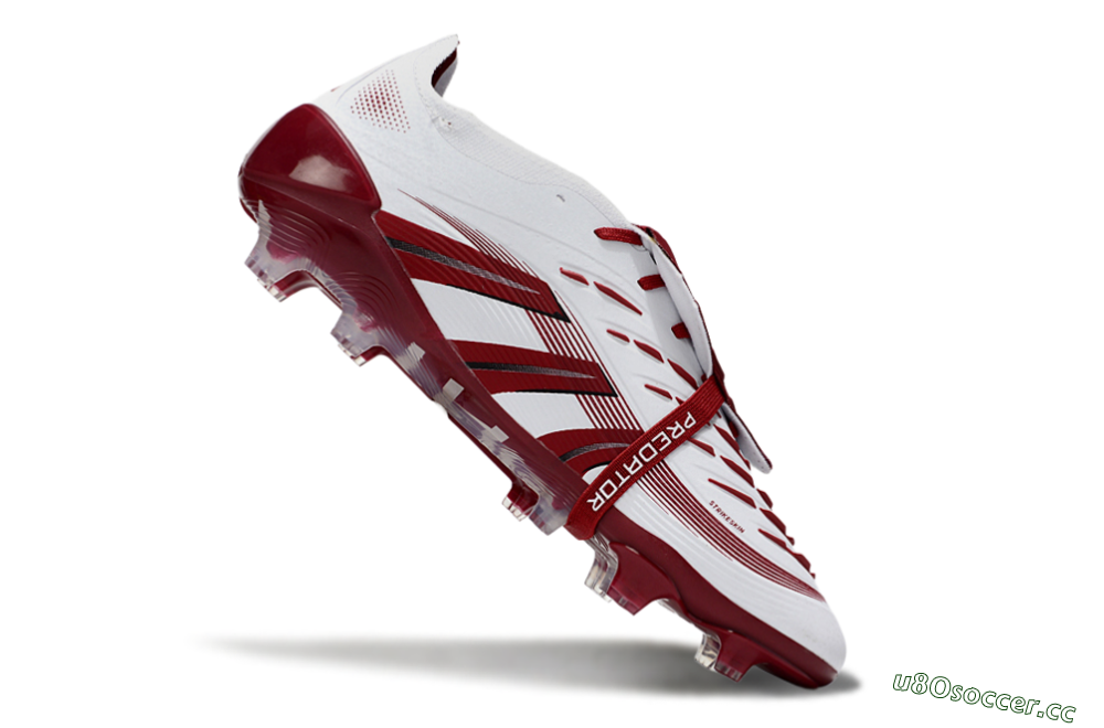 Unisex Adidas Predator 25 Elite Foldover Tongue FG Firm Ground Low-Tops Football Boots - White/Red/Black 4