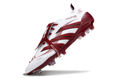 Unisex Adidas Predator 25 Elite Foldover Tongue FG Firm Ground Low-Tops Football Boots - White/Red/Black