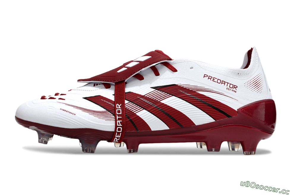 Unisex Adidas Predator 25 Elite Foldover Tongue FG Firm Ground Low-Tops Football Boots - White/Red/Black 0