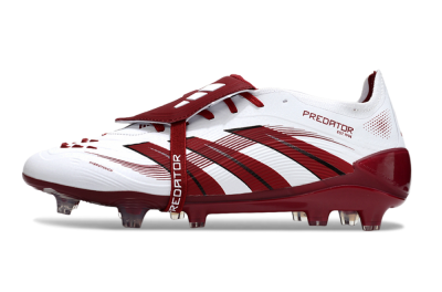 Unisex Adidas Predator 25 Elite Foldover Tongue FG Firm Ground Low-Tops Football Boots - White/Red/Black