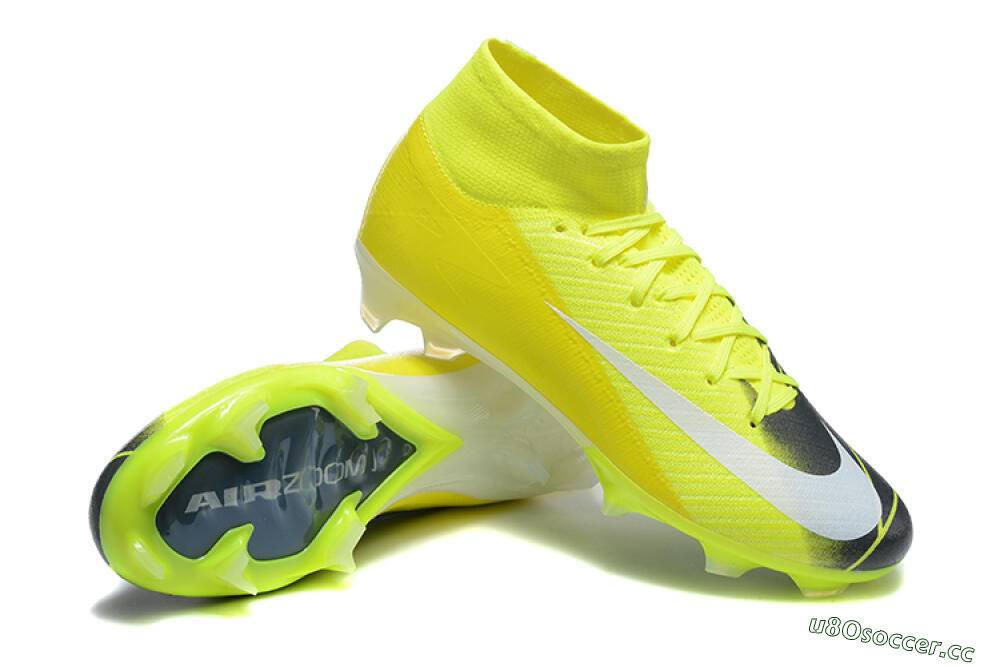 Men's Nike Air Zoom Mercurial Superfly 10 Elite FG Firm Ground High-Tops Football Boots - Yellow/Black/White 4