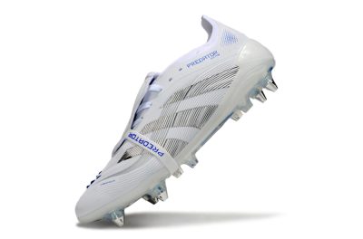 Men's Adidas Predator 25 Elite Foldover Tongue SG Soft Ground Low-Tops Football Boots - White/Silver/Blue