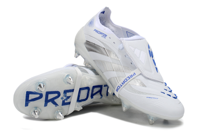 Men's Adidas Predator 25 Elite Foldover Tongue SG Soft Ground Low-Tops Football Boots - White/Silver/Blue