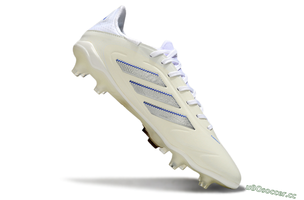 Men's Adidas Copa Pure 3 Elite FG Firm Ground Low-Tops Football Boots - Beige/Silver/Blue 4