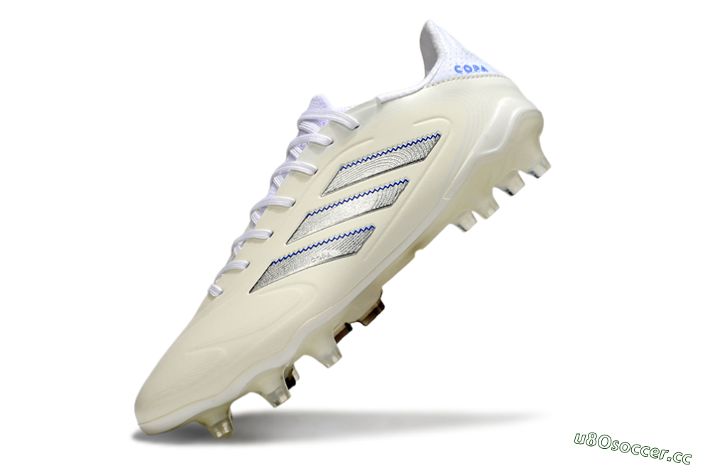 Men's Adidas Copa Pure 3 Elite FG Firm Ground Low-Tops Football Boots - Beige/Silver/Blue 5