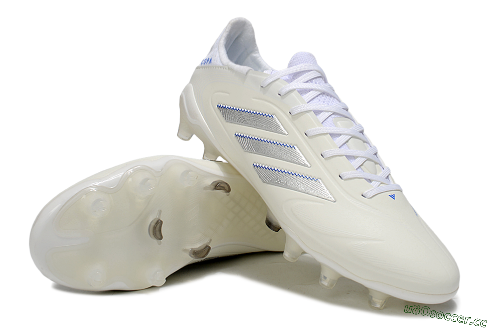 Men's Adidas Copa Pure 3 Elite FG Firm Ground Low-Tops Football Boots - Beige/Silver/Blue 3