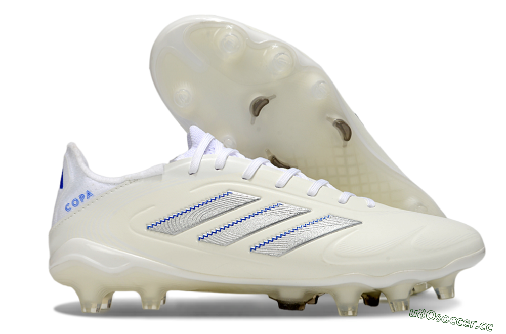 Men's Adidas Copa Pure 3 Elite FG Firm Ground Low-Tops Football Boots - Beige/Silver/Blue 2