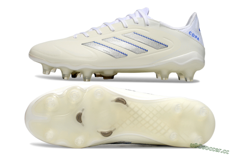 Men's Adidas Copa Pure 3 Elite FG Firm Ground Low-Tops Football Boots - Beige/Silver/Blue 1