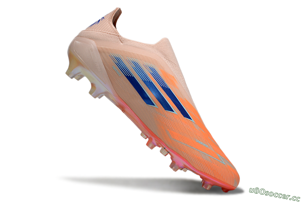 Men's Adidas F50+ Elite Laceless FG Firm Ground Low-Tops Football Boots - Pink/Orange/Blue 4