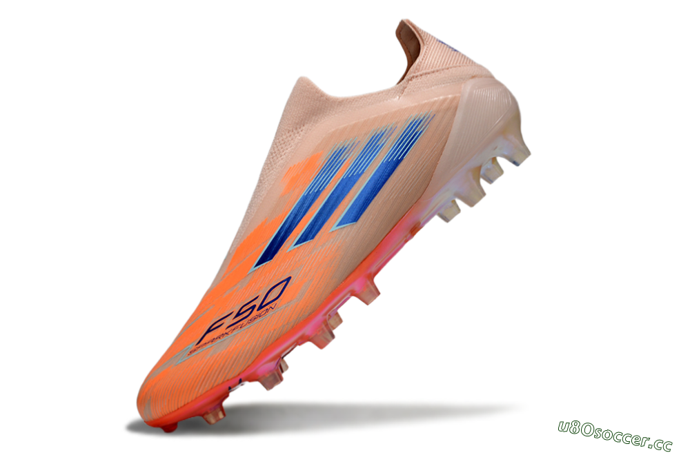 Men's Adidas F50+ Elite Laceless FG Firm Ground Low-Tops Football Boots - Pink/Orange/Blue 5