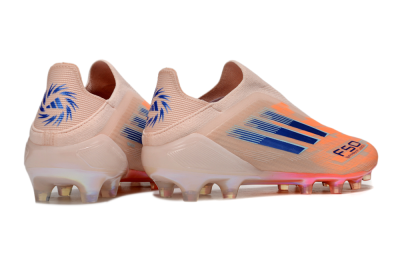 Men's Adidas F50+ Elite Laceless FG Firm Ground Low-Tops Football Boots - Pink/Orange/Blue