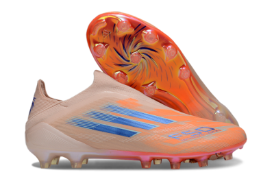 Men's Adidas F50+ Elite Laceless FG Firm Ground Low-Tops Football Boots - Pink/Orange/Blue
