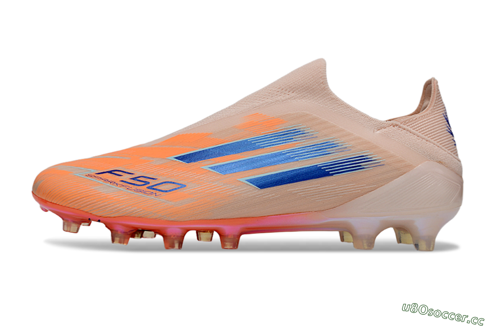 Men's Adidas F50+ Elite Laceless FG Firm Ground Low-Tops Football Boots - Pink/Orange/Blue 0